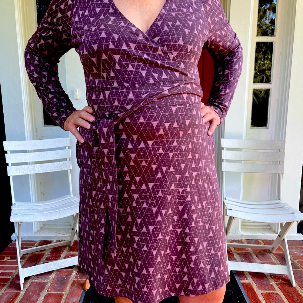 TOAD&CO long sleeve dress, size L, plum.